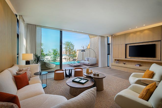 Suite Living Room and View of Private Pool Area