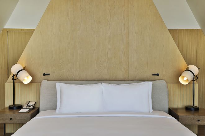 Close Up View of a Bed in a Guest Room