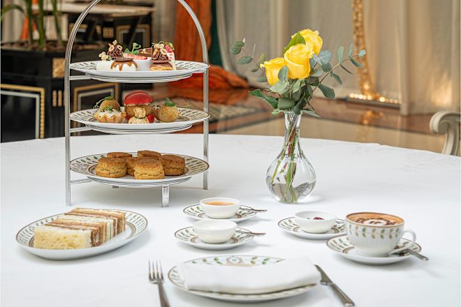 Pastries and Coffee on a Table at The Courtyard