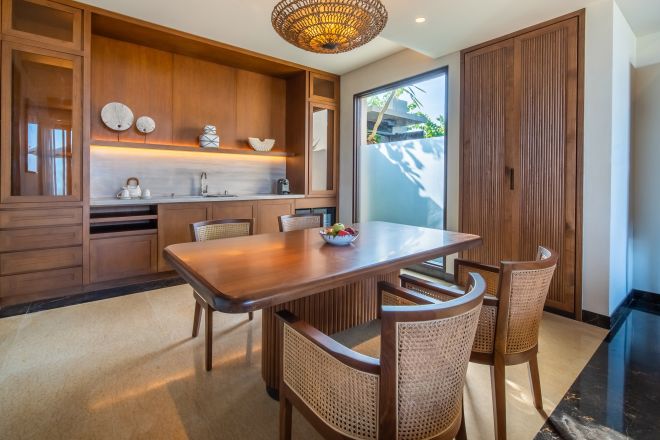 Kitchen area with table and chairs