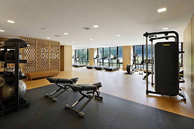 Fitness Area with Treadmills and Recumbent Bikes at the Spa