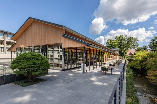 Restaurant area with tables and chairs