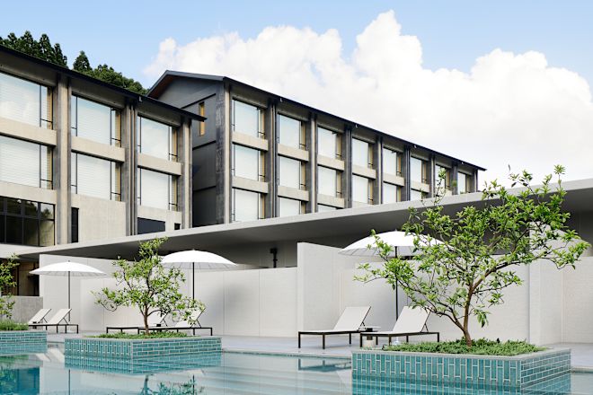 Thermal Pool View with Relaxing Seating Area