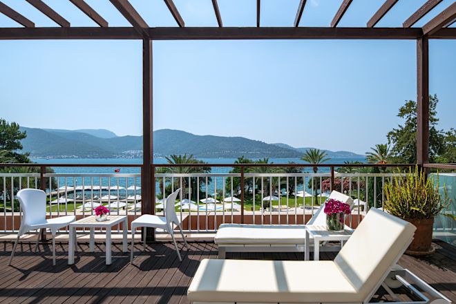 outdoor patio with lounge chairs