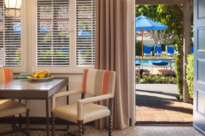 View of the pool throught he Deluxe Casita doorway