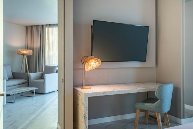 Guest Room Work Desk with TV