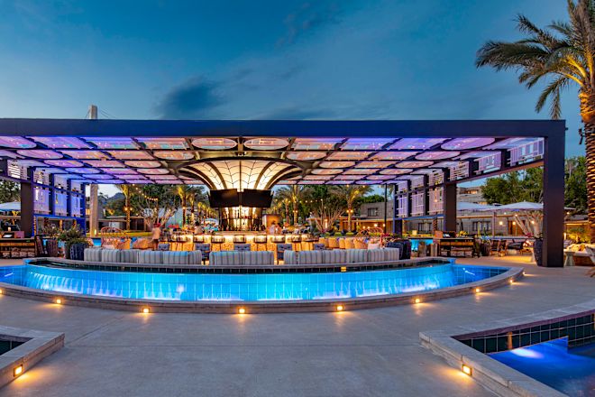 Pool bar, with lights