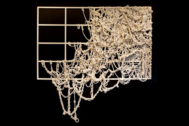 Detail of Rope Art on a Wall, on Second Floor