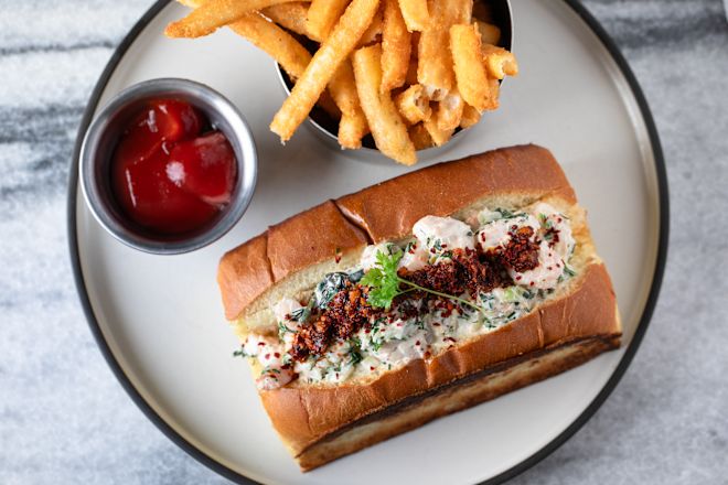 Sanwitch and Fries at Nest on Four Restaurant