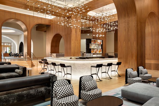 Lobby bar counter seating and chairs