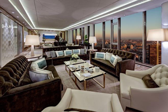 Presidential Suite Living Room with Floor-to-Ceiling Windows