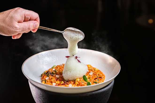 トライベッカ・マーケットの盛り合わせに乗せたリゾット