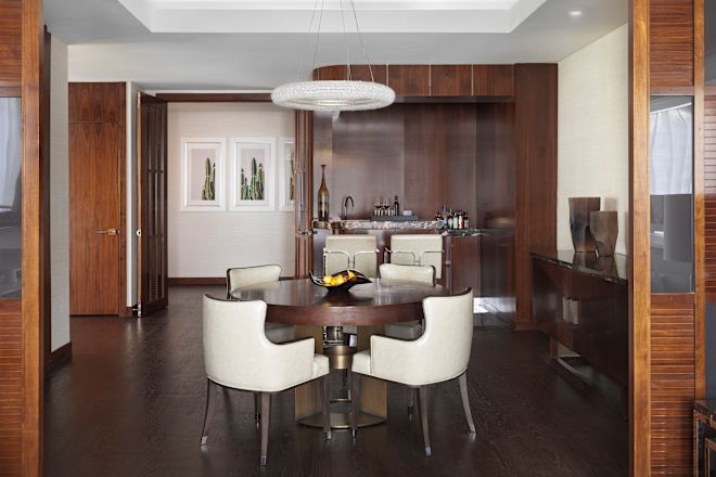 Guestroom dining area and bar