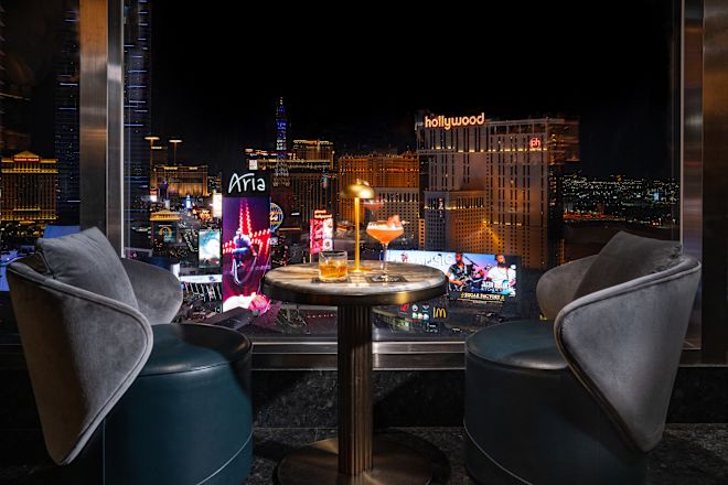 Table Set for Dining at Hard Shake Restaurant with City View at Night