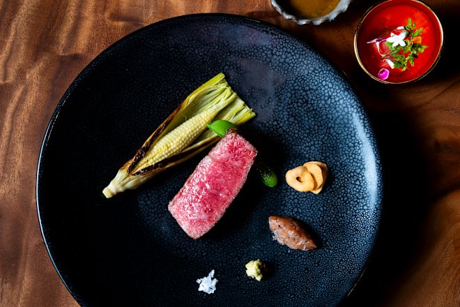 Food on a Plate at TSUKIMI Restaurant