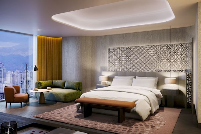 King Bedroom With Sitting Area And Outside View