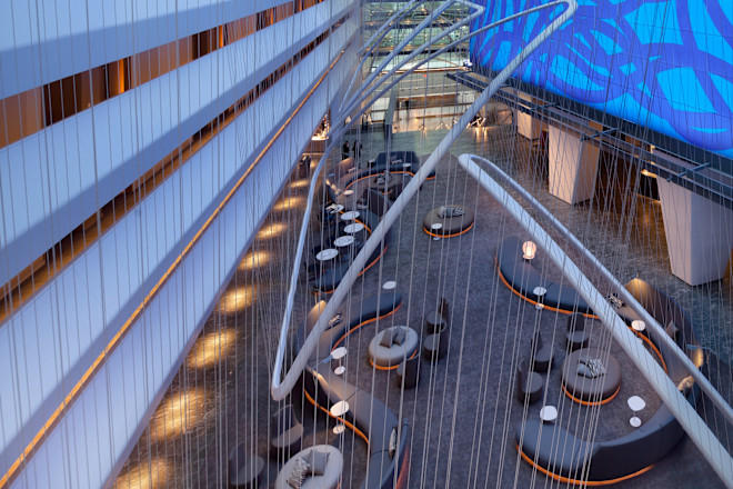 View of Atrium and Loopy Doopy Artwork
