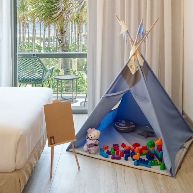 tent with toys in it