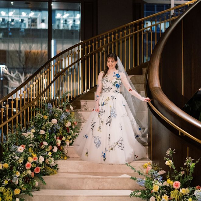 Bride on staircase