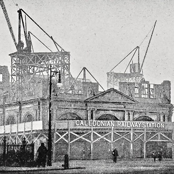 Old shot  of construction of Caledonian railway