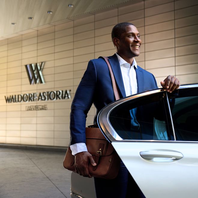 Man Arriving at the Waldorf Astoria Las Vegas