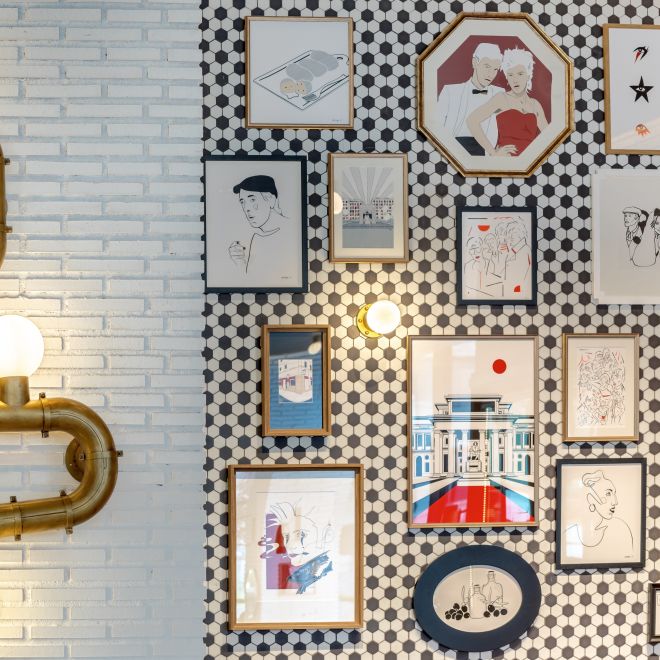 Decoración artística del restaurante Escándalo