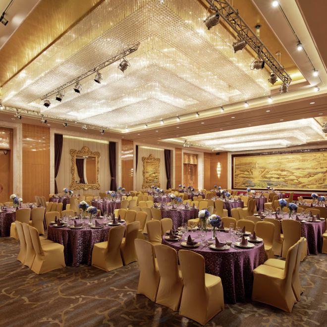 Meeting room with tables and chairs