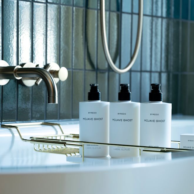 articoli da toilette per le camere, sapone Mojave Ghost, shampoo, lozione