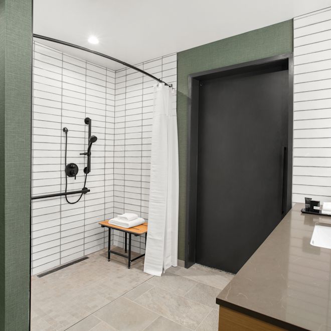 room with bed and bathroom veiw