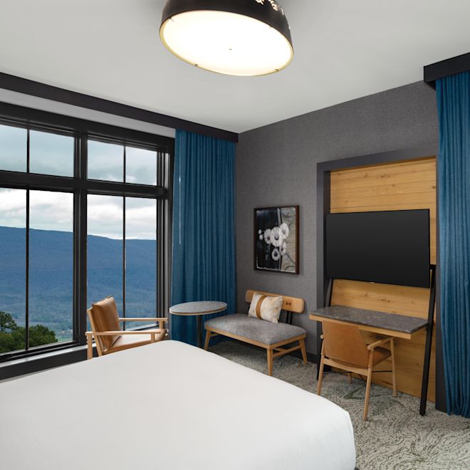 room with bed and bathroom veiw