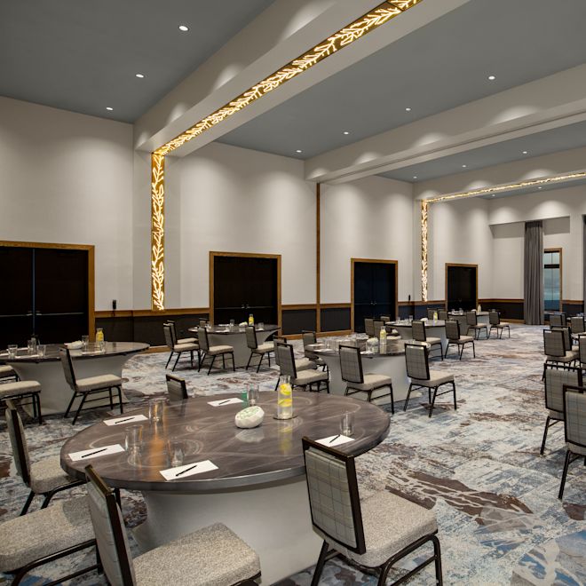 Skyline Ballroom Setup with Round Tables