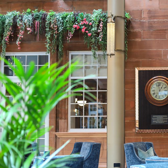 Caledonian Railway clock and seating