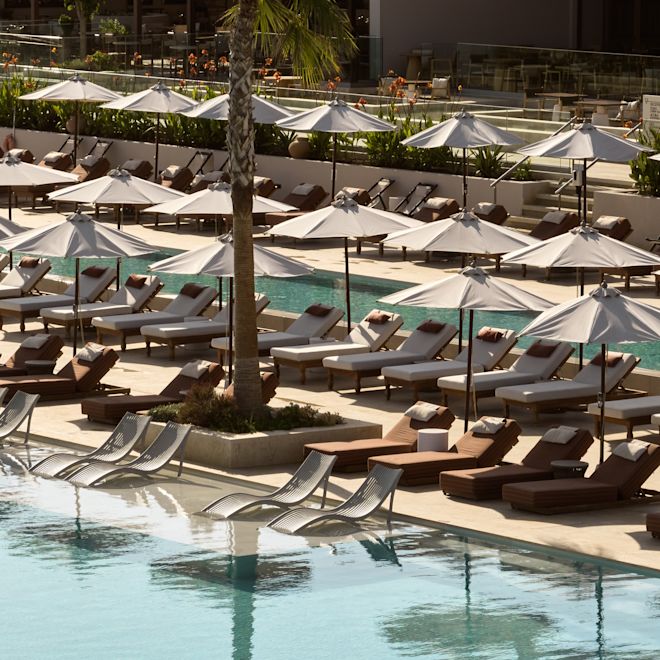 outdoor pool and lounge area