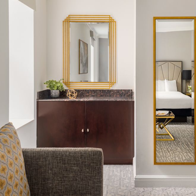 suite living area and decor