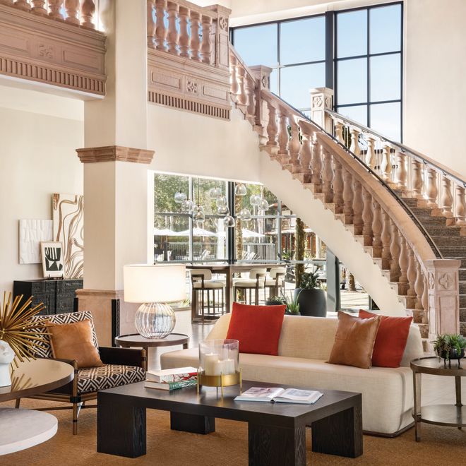 Staircase in Lobby Area with Comfortable Seats