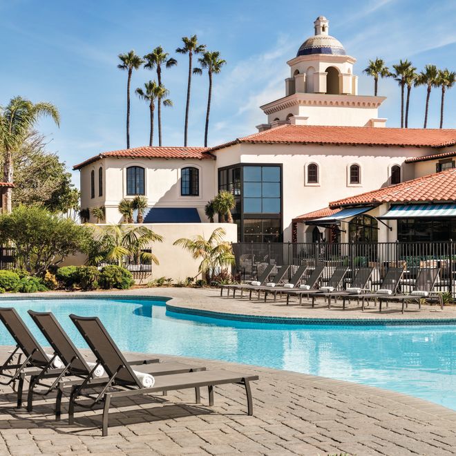 Outdoor Pool Area with Lounge Chairs