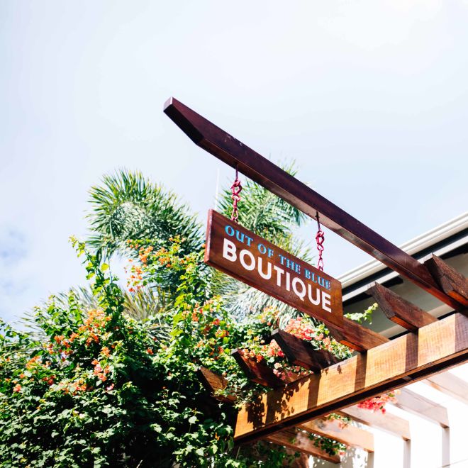 Out of the blue boutique sign