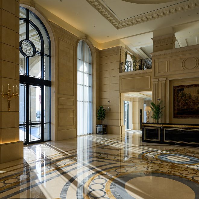 Hotel entrance and lobby area