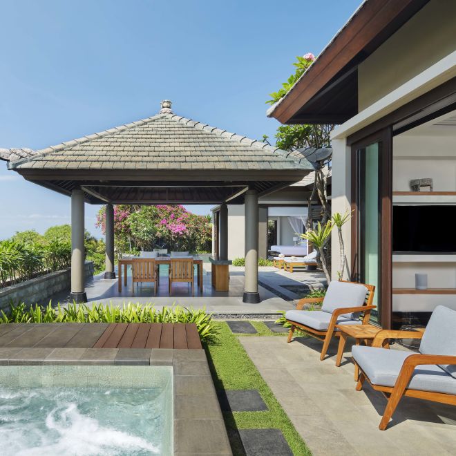 Outdoor View of a Pool Villa with Ocean View