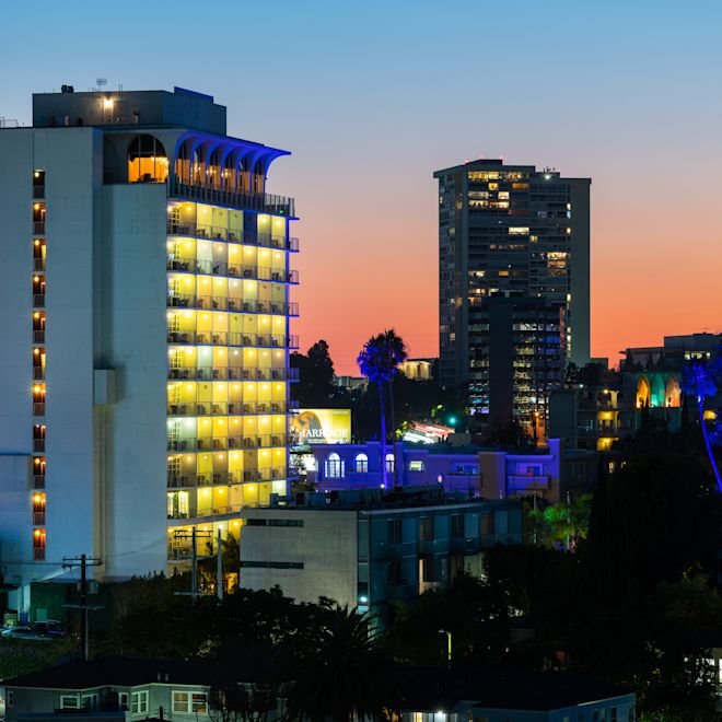 Hotel exterior with buildings