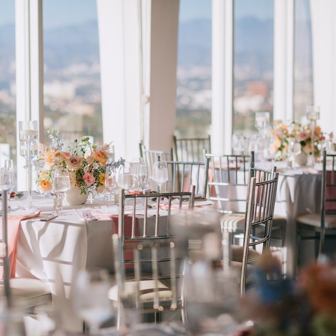 ballroom table detail, flowers dinnerware