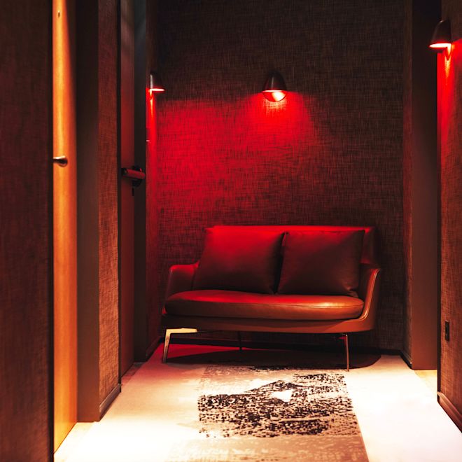 Sofa in hotel corridor