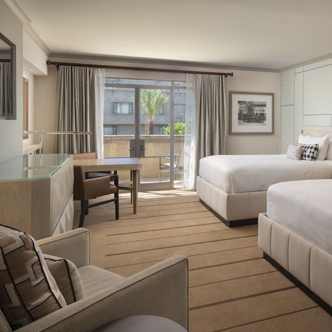 Double Queen With Two Queen Beds and Patio Balcony