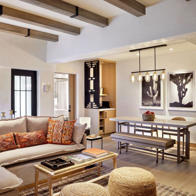 Living Area Couch with Table and Seat