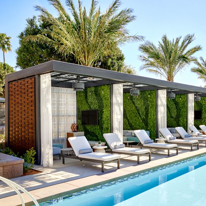 outdoor pool cabanas