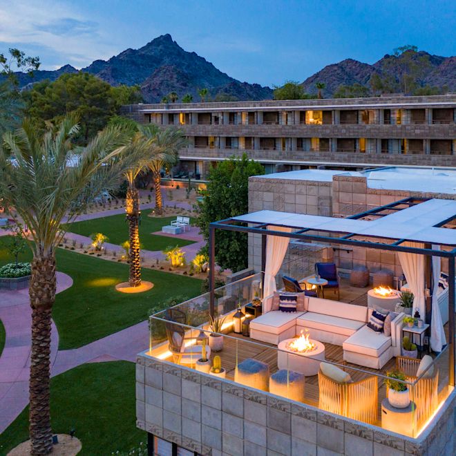 Elevated View of Outdoor Balcony Lounge Area