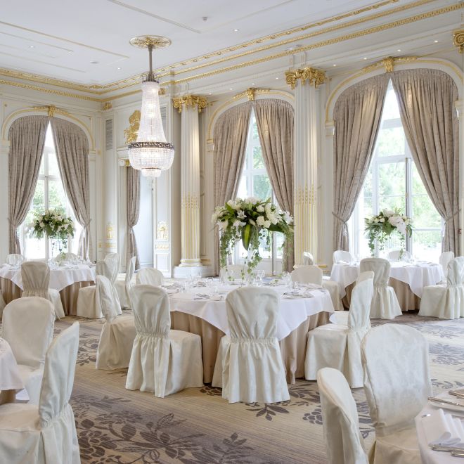 event space with round tables