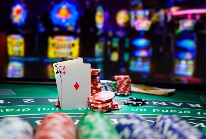 Closeup of a Casino Black Jack table