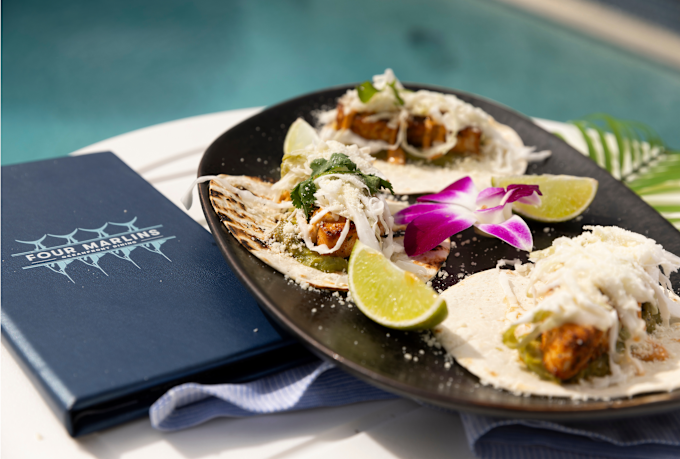 Delicious Fish Tacos at the Four Marlins Restaurant