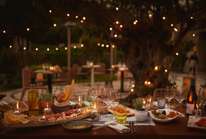 Food Selections on a Table of Sa Mesa Restaurant at Night